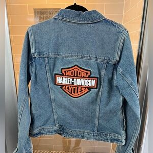 Harley-Davidson Denim Jacket Women’s Medium Embroidered Logo Back Patch M